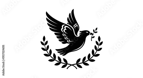 Flying dove with olive branch vector