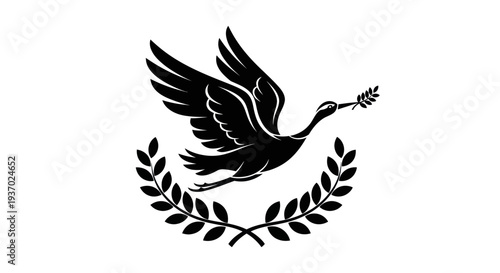Flying dove with olive branch vector