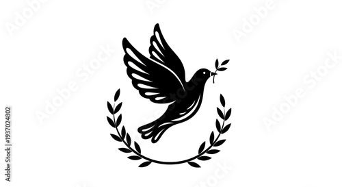 Flying dove with olive branch vector