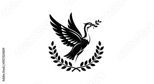 Flying dove with olive branch vector