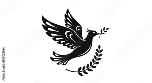 Flying dove with olive branch vector