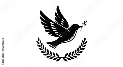Flying dove with olive branch vector