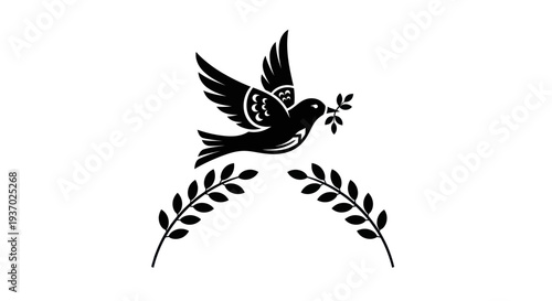 Flying dove with olive branch vector