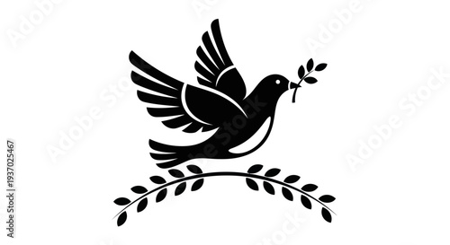 Flying dove with olive branch vector