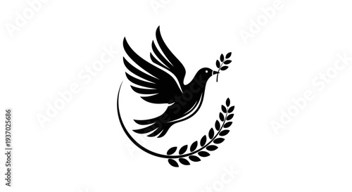 Flying dove with olive branch vector