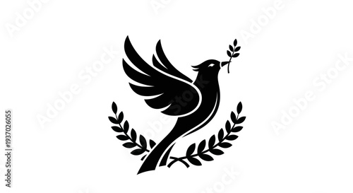 Flying dove with olive branch vector