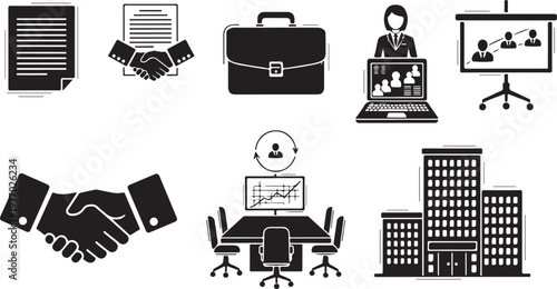Business icons and symbols for corporate communication and partnership