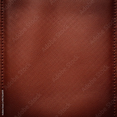 Rich, textured leather background in deep pigskin brown color, showing fine grain and stitching detail, excellent for vintage design, cognac, deep, earthy