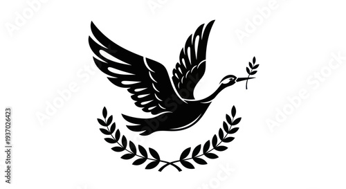 Flying dove with olive branch vector