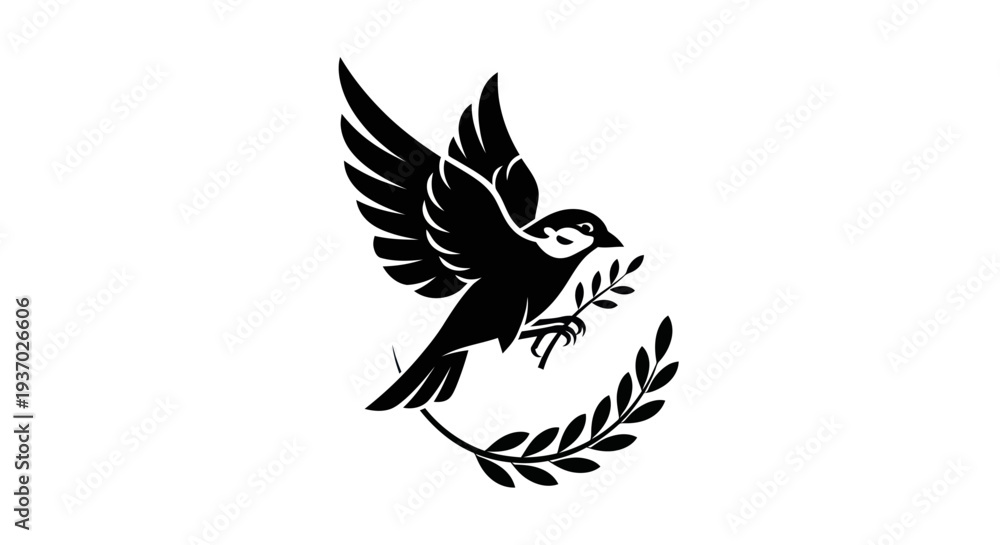 Obraz premium Flying dove with olive branch vector