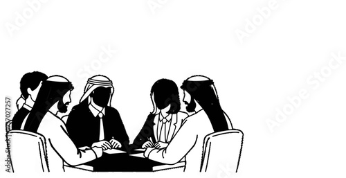 Diverse professionals in meeting, discussing business around a table