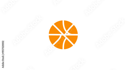 A simplified orange basketball graphic, featuring black lines, set against a pristine white background
