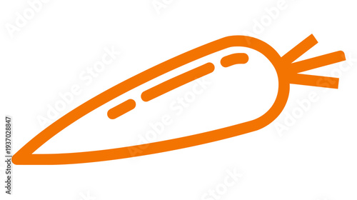 A simple, orange, cartoon carrot illustration with white background, outline style