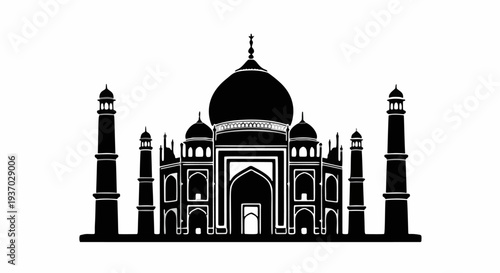 Taj Mahal landmark silhouette icon vector illustration
