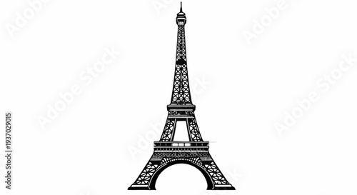 Eiffel Tower landmark silhouette flat vector illustration