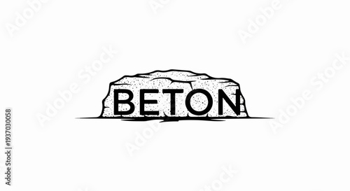 Abstract illustration of the word BETON etched into a rough, textured stone-like shape