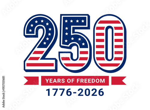 Happy 250 Years of American Freedom 1776–2026, USA Independence Anniversary Vector Background Logo