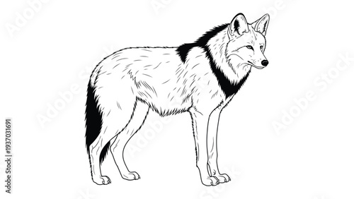 Lone Wolf: A striking sketch captures a stoic wolf in a moment of solitary contemplation, conveying a sense of wild solitude and quiet power.