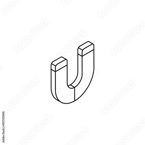 Simple Black Outline of Horseshoe Magnet Design.