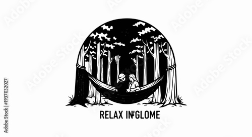 Couple relaxing in hammock under trees in a forest