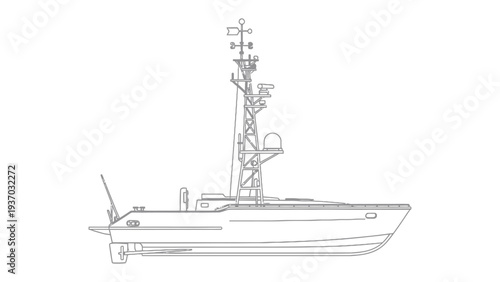 Vessel blueprint: A technical blueprint showcases the intricate details of a vessel, with its essential structures outlined against a clean backdrop.