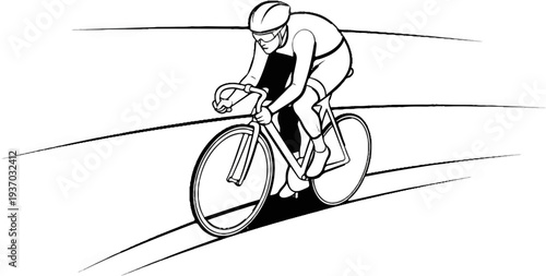 Cyclist in aerodynamic pose on a race bike, moving forward