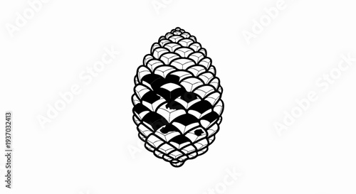 Detailed outline of a pinecone with alternating dark scales