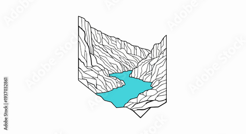 Stylized canyon with turquoise water