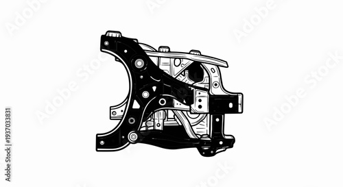Black and white diagram of an automotive suspension component