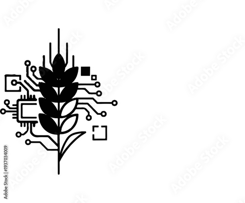 Stylized wheat stalk integrated with circuitry and digital elements