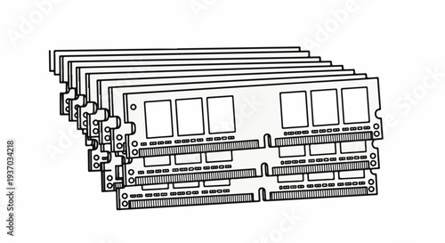 A stack of computer memory modules rendered in a simple outline style