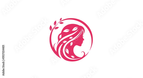 Woman profile silhouette with floral elements