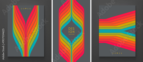 An element from a set of colored lines. Space for text. Retro style. Dynamic ribbons. Color gradient. Vector image for brochure, poster, cover, presentation, flyer, or banner.