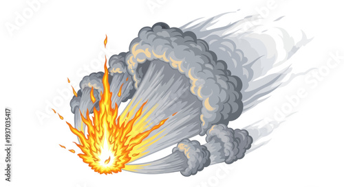 Pixel Art Explosion with Fire and Smoke Trails