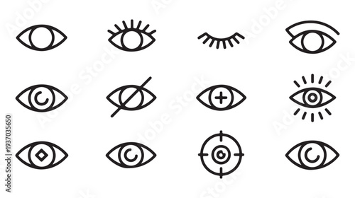 Set of eye icons, creative eyes collection, line art style. perfect for web and mobile app designs