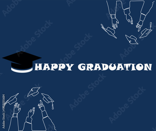 Graduation. Graduation ceremony. Happy crowd of graduate students in academic caps. Cheerful people silhouette. Congrats grads Class of 2026. Decorative ba
