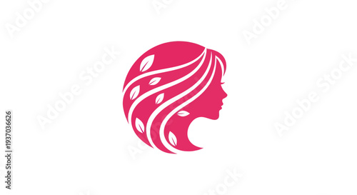 Woman profile silhouette with leaves