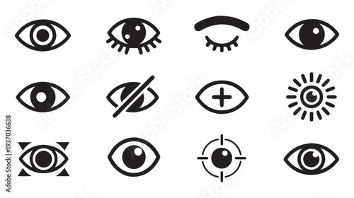 Eye icons set for vision, health and security symbols collection vector illustration