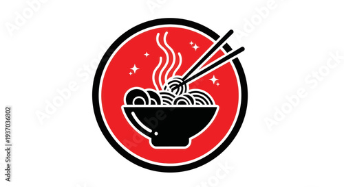 Noodle bowl with chopsticks vector illustration