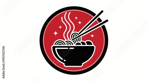 Noodle bowl with chopsticks vector illustration