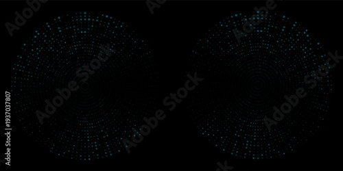 Halftone Circular Dot Pattern. Circle Frame using Halftone Dots Raster Texture. Polka Dots. Spiral logo Icon. Radial design element. Vector Illustration.