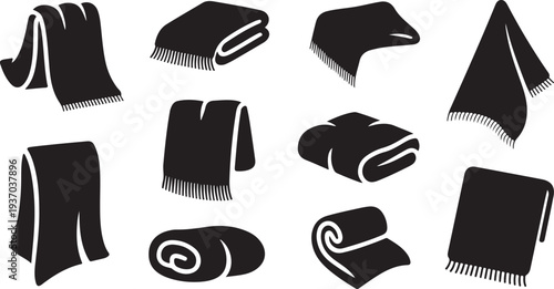 Various Black and White Scarf Folding Styles Illustrated folded hanging