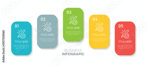 Business infographic template design. 5 Step timeline journey. Can be used for process diagram, Infographic elements vector illustration.