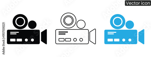 Set of modern video camera icons in different styles