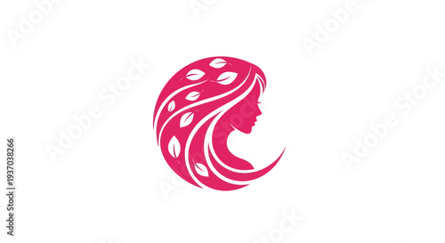 Woman profile with leaf hair design
