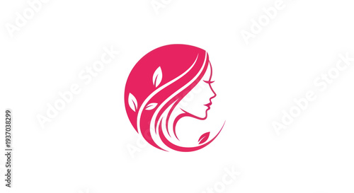 Womans profile with floral accents logo