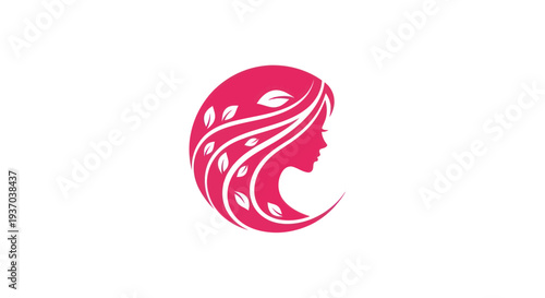 Woman profile with leaf hair design