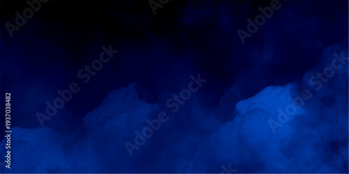 Blue smoke in dark background. Texture and desktop picture. A stunning nocturnal skyscape with a dramatic storm approaching. Blue Mist Texture for Fantasy or Atmospheric Visual Backgrounds. 