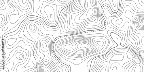 Seamless space white and black location wave outline topography map diagram.Background of the topographic map. Topographic map lines, contour background. Geographic abstract grid.