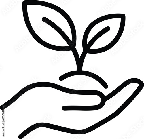 A hand gently holds a plant sprout, representing growth and ecological care